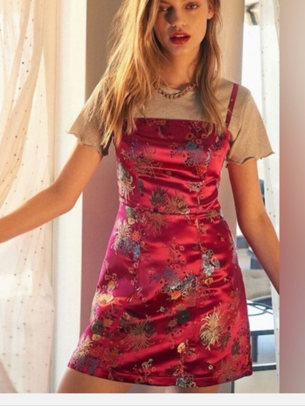 Urban Outfitters Satin Kimono Style Dress Sz Med